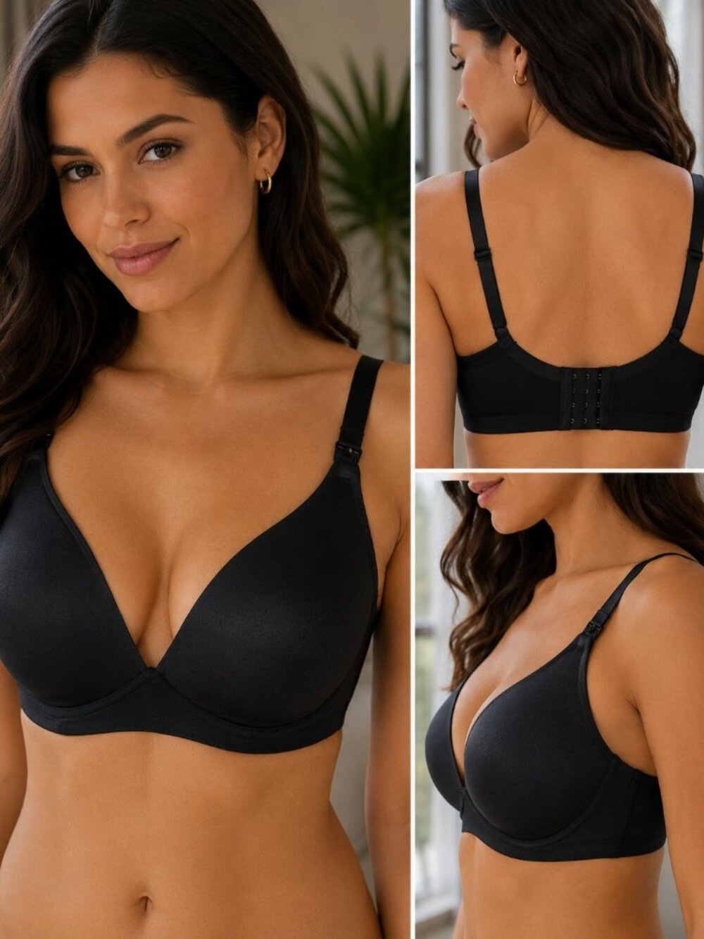 Motherhood 34DDD Black Plunge Full Coverage Underwire Bra